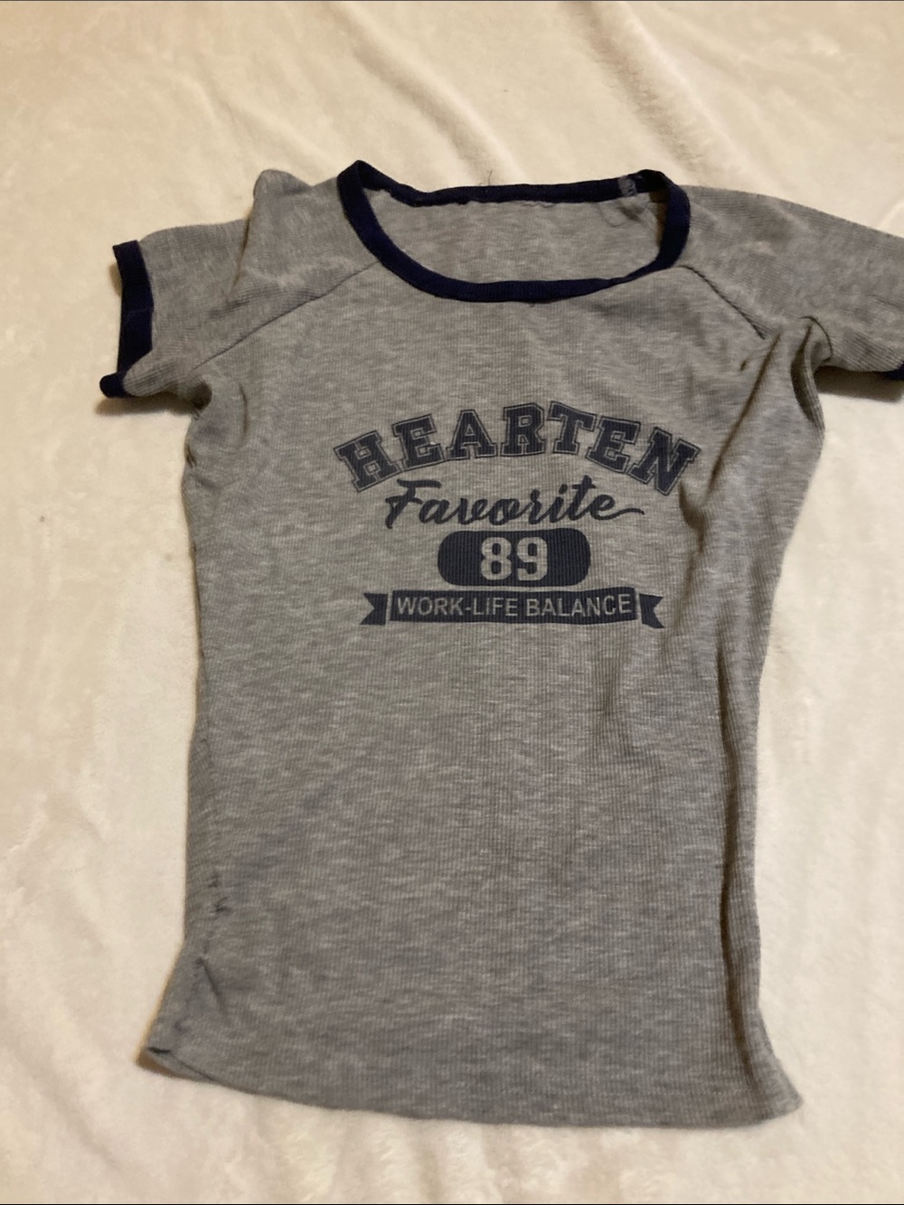Gray Graphic Tee with Navy Trim - 'Hearten Favorite'
